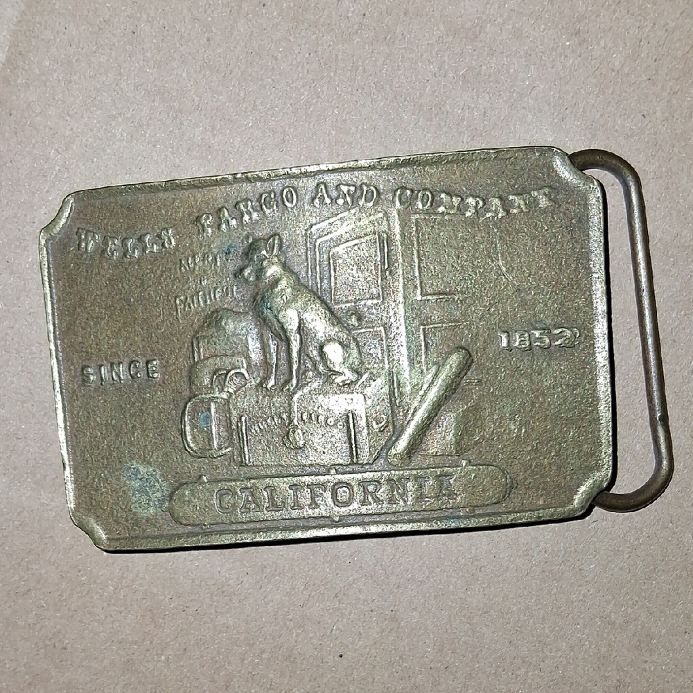 WELLS FARGO .Vintage Brass Belt Buckle. Since 1852.